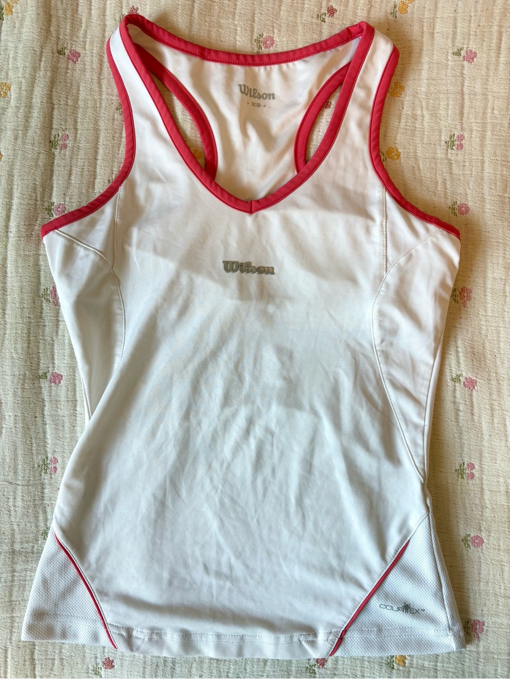 Vintage Wilson White Sports Tennis Tank Top with Pink Trim